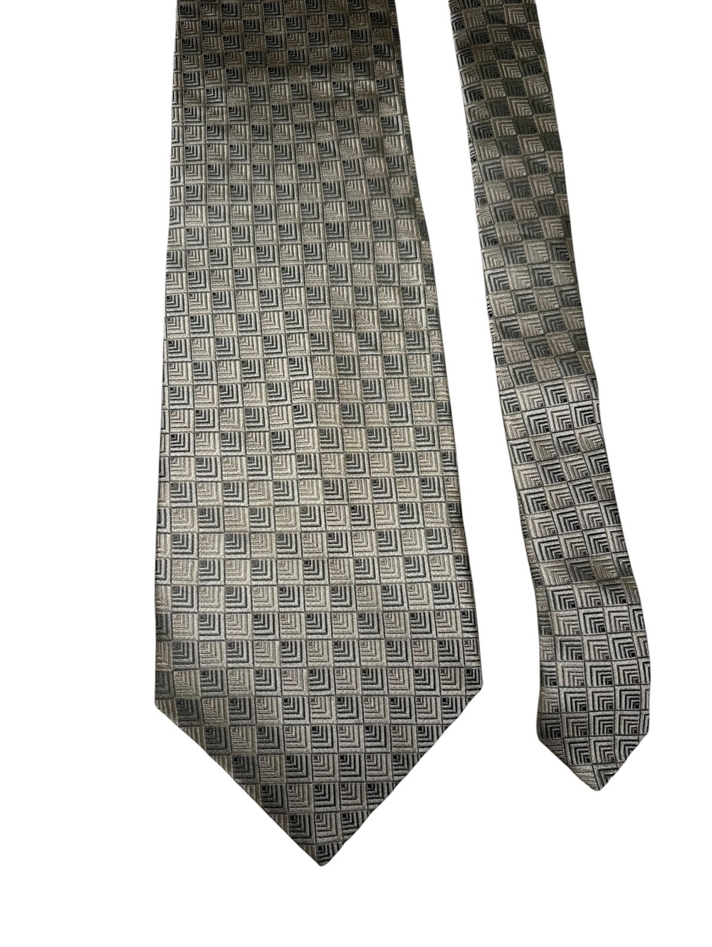 Bruno Piattelli 100% Silk Gold Black Jacquard Geometric XL Tie